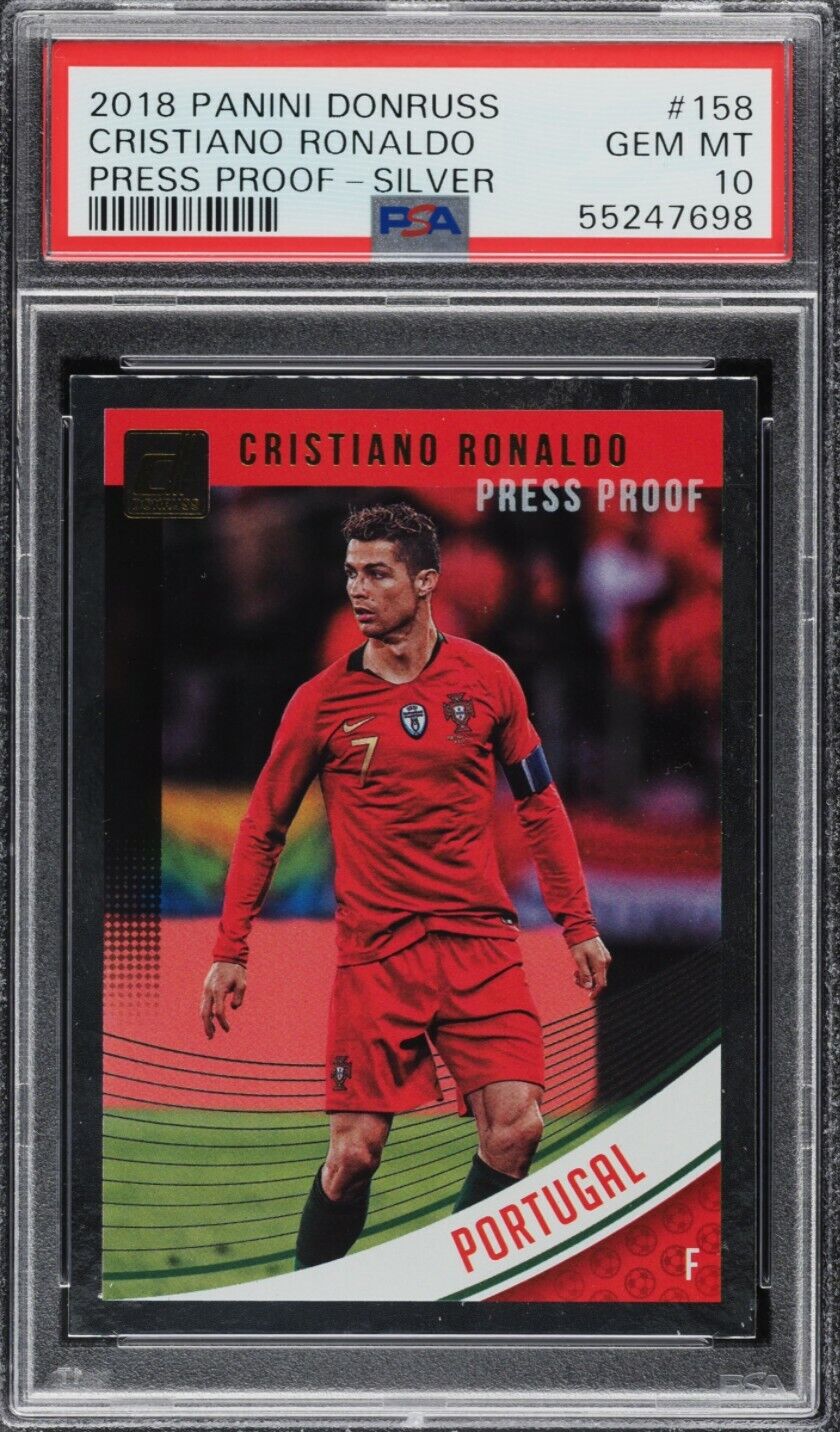 2018 Donruss Press Proof Silver Cristiano Ronaldo #158 PSA 10 GEM MINT POP 8