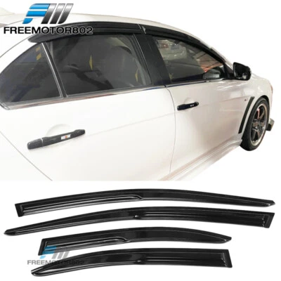 Fits 08-17 Mitsubishi Lancer & Evolution V2 Tape on Window Visors Acrylic 4 Pc - Image 1 of 4