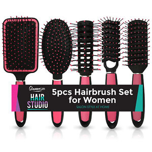 5pk Hair Brush Set for Women | Professional Pink Hairdressing Salon Styling Gift