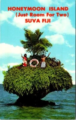 Suva, Fiji  HONEYMOON ISLAND~Room For Two FIJIAN COUPLE Oolooloo Cruise Postcard - Image 1 of 2