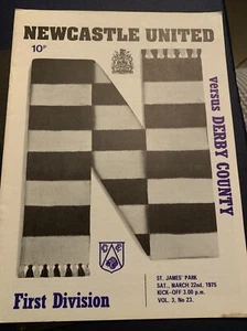 1975 Newcastle United V Derby County Football Soccer Match Programme - Picture 1 of 3
