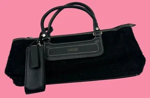 XOXO Black Faux Fur & Leather Handbag With Double Handles & Zipper Closure - Picture 1 of 9
