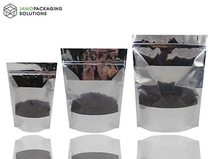 EXTRA THICK MYLAR STAND UP WINDOW BAGS/ SEALABLE POUCH/GRIP SEAL - Picture 1 of 10