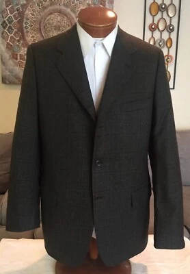 Stunning Canali Mens Olive Green Plaid 3 Btn Blazer Sz 42 L MINT! - Image 1 of 4
