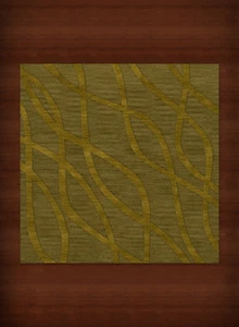 Green Transitional Hand Hooked Swirls Lines Stripes Area Rug Abstract DV10 - Picture 1 of 12