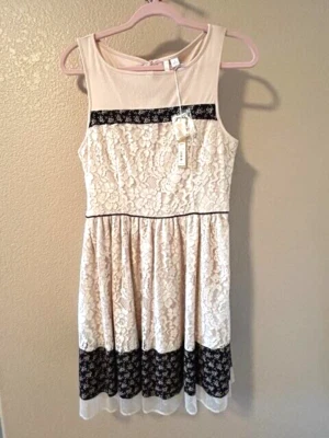 Vestido recto de encaje negro y beige sin mangas LC Lauren Conrad para mujer talla 8 NUEVO Foto 1 de 4