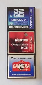 3-pack COMPACT FLASH CF MEMORY CARDS VARIOUS BRANDS 32, 16 & 2 GB - Picture 1 of 1