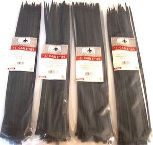 200 GOLIATH INDUSTRIAL 15" BLACK WIRE CABLE ZIP TIES NYLON TIE WRAPS WHOLESALE - Picture 1 of 2