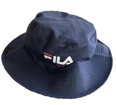 Sombrero de cubo reversible FILA para adultos talla única 100 % algodón azul marino Foto 1 de 4