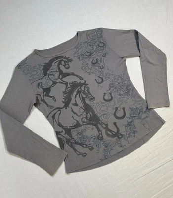 Babydoll Ecuestre Western Y2K De Colección Manga Larga L Save The Queen Estilo Kerrits Foto 1 de 4