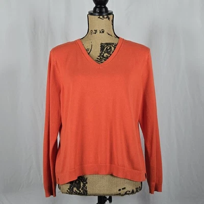 Suéter ligero minimalista con cuello en V naranja quemado L de Calvin Klein para mujer Foto 1 de 4