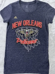 New Orleans Pelicans Womens Shirt Size S Small Heather Blue Adidas Cap Sleeve - Picture 1 of 6