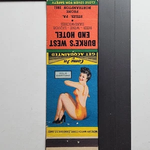 Burke's West End Hotel Stiles PA Vintage Pin-Up Girl Design Matchbook - Picture 1 of 3