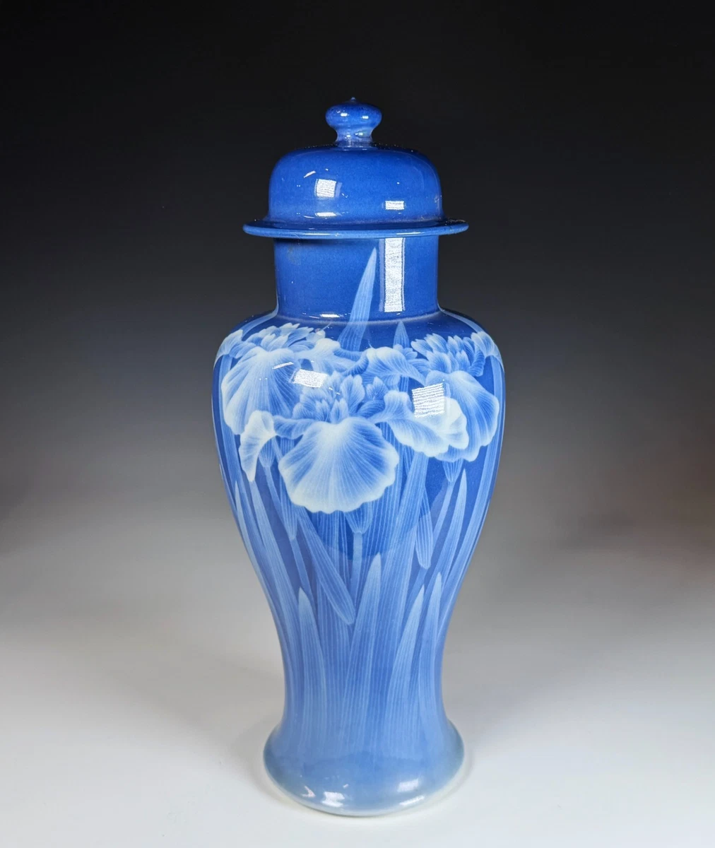 陶瓷蓝色古董日本原创古董花瓶| eBay