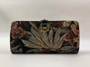 Vintage Inspired Tapestry Faux Leather Double Sided Coin Purse Faux Suede Lining - Picture 1 of 19
