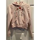 Hollister Hoodie, size XS Light Pink Embroidered Flowers, Southern California