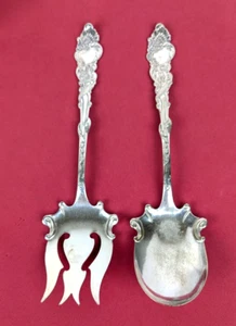 Rare COLUMBIA (1893) Silverplate Serpent Vegetable Salad Serving Set 10.25" - Picture 1 of 8