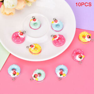 10Pcs/Set Mini Food Doughnut Pendants DIY Decoration Charms Jewelry Findings .JF