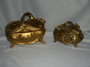 2 cajas de joyería con bisagras de metal dorado victorian Jennings Bros BONITAS - Imagen 1 de 9