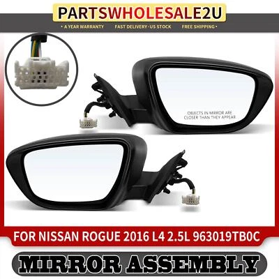 Espejo retrovisor eléctrico 2 piezas con luz de señal de giro y plegable manual para Nissan Rogue 2016 Foto 1 de 4