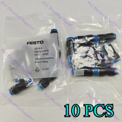 10PCS QS-8-6 10PCS NEW FESTO Quick Plug Connector QS-8-6 153038 Fast Shipping - Image 1 of 2