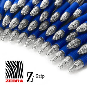 Zebra Z-Grip Retractable Ballpoint Pens 1.0mm - Refillable Pens - Blue x 40 - Picture 1 of 2