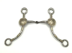 Western Horse Mouth Snaffle Curb Bit Floral Silver Overlay Equestrian Show - Picture 1 of 11