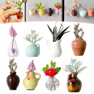 8PCS Mini Ceramic Vase Refrigerator Magnets, 3D Flower Vase Fridge Home Decor - Picture 1 of 22