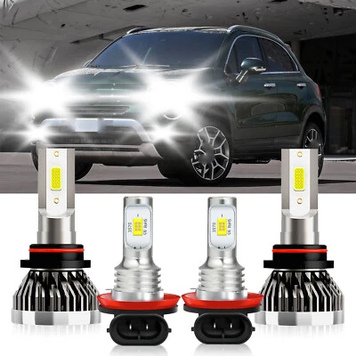 Para Fiat 500X 2016-2023 4x Combo Faro LED Bombillas altas/bajas + Faro antiniebla 6000K Foto 1 de 4