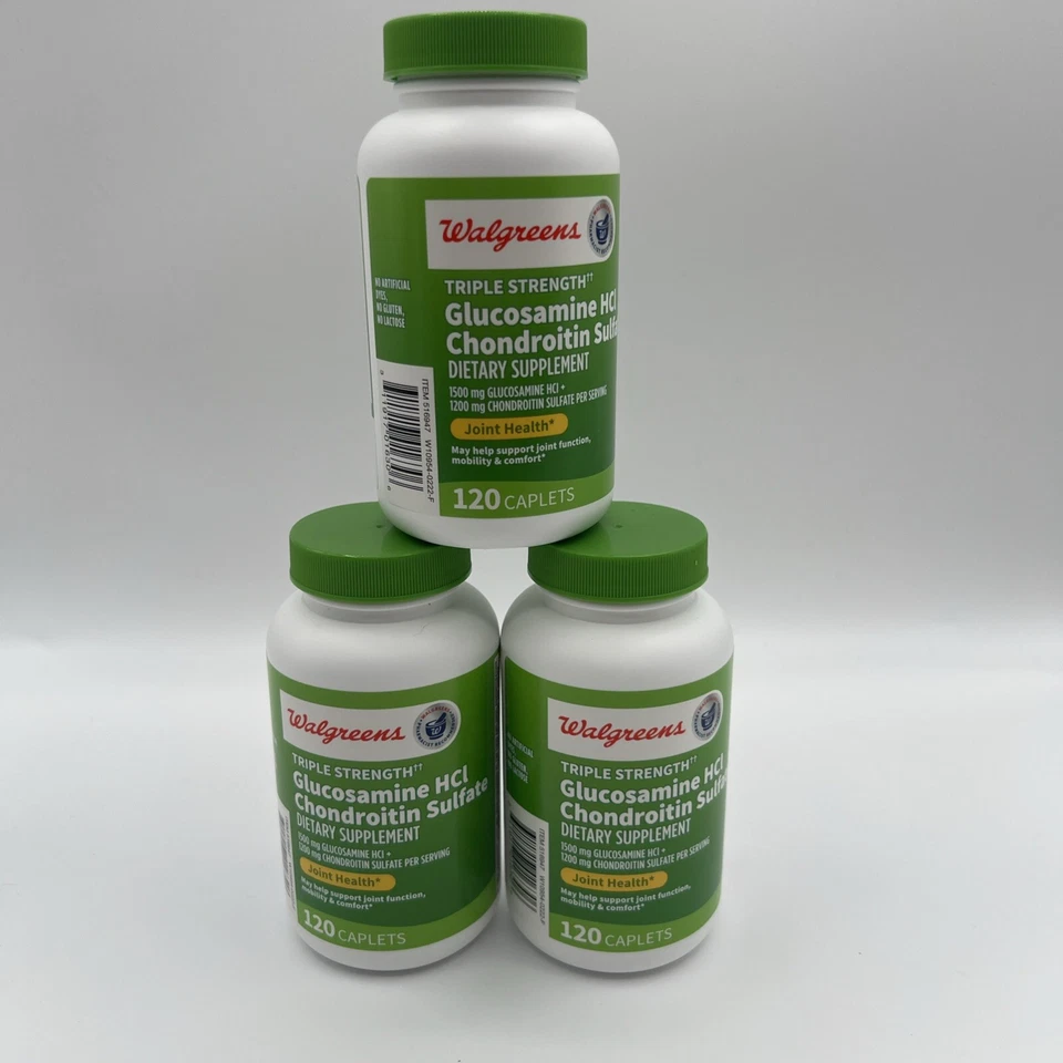 Walgreens Triple Strength Glucosamine HCl Chondroitin Sulfate Joint Health 3 PK