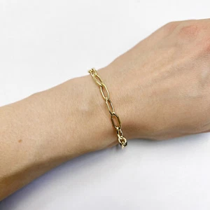 Brazalete hexagonal oro 14K amarillo 5 mm 7,5" - Imagen 1 de 4