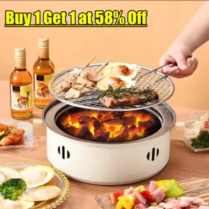 BBQ Charcoal Grill with Grill Net Compact Tabletop BBQ Grill Camping Picnic 2025 - Picture 1 of 19