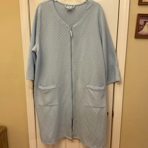 Croft & Barrow Zip Robe House Coat Soft Knit Quilted Blue Pockets Size 1X - Picture 1 of 8