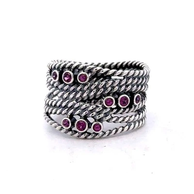 Anillo retirado Pandora 925 plata esterlina rosa rodolita romance oculto 190863RHL Foto 1 de 4