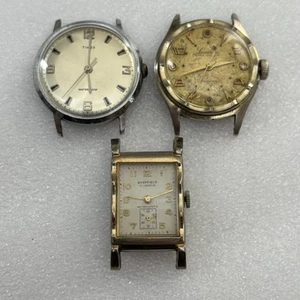 Broken Vintage Lucerne Timex & Sheffield Tank Mens Wrist Watch Lot - Parts - Picture 1 of 5