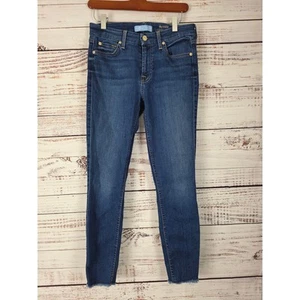 7 For All Mankind The Ankle Skinny Jeans 26 Damen Raw Hem Mid Rise Medium Wash - Bild 1 von 5