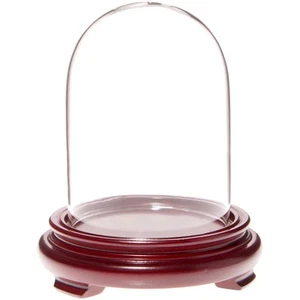 Cúpula de exhibición de vidrio Plymor de 3" x 4" (base con patas de chapa de madera roja) - Imagen 1 de 1