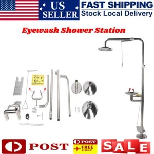 Emergency Shower and Eye Wash Station Combination Safety Equipment Eyewash US - Picture 1 of 24