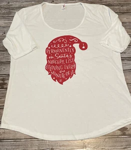Permanently On Santa’s Naughty List Anvil Damen XL weiß individuelles SS T-Shirt - Bild 1 von 2