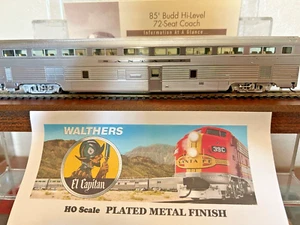 SANTA FE "EL CAPITAN" 72 seat COACH BUDD- HO Scale -PLATED - INTERIOR NEW OOP - Picture 1 of 13