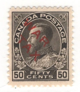 1915 Canada SC MR2D 50c Black with Red War Tax Overprint - MNH XF - Picture 1 of 3