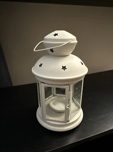 IKEA Rotera Tea Light Candle Holder Lantern Metal Glass, Hanging White, Open Box - Picture 1 of 4
