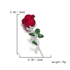 Fashion Red Rose Flower Pearl Crystal Brooch Pin Corsage Bouquet Women Jewelry - Picture 1 of 21