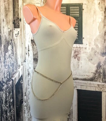 Gold tone bling chain belt with diamante details size O/S - 40" downwards R320 - Image 1 of 4