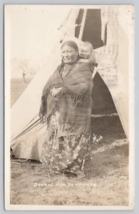 Fairfax Oklahoma Postcard Native American Indian Mother With Pappoose Baby RPPC - Picture 1 of 2