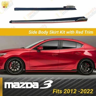 Se adapta a Mazda Mazda3 2012-2022 sedán 4 puertas negro rojo moldura faldones laterales kit de carrocería Foto 1 de 4