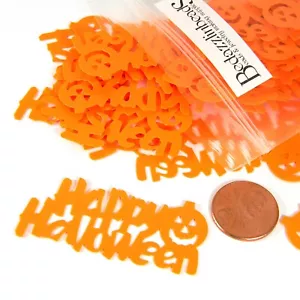 10 Naranja Feliz Halloween Tallado Jack-O-Lantern Mesa Confeti o Álbum de Recortes - Imagen 1 de 3