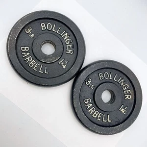 Vintage BOLLINGER BARBELL Threaded 3 lb. Weights Plates Set-of-Two 6 lbs. Total - Picture 1 of 10