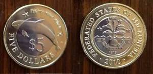 2012 Micronesia Bi-metal $5 Orca(Killer whale) - Picture 1 of 2