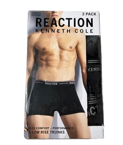 KENNETH COLE REACTION 3 PACK MENS’ BLACK LOW RISE TRUNKS SIZE MEDIUM - Picture 1 of 1